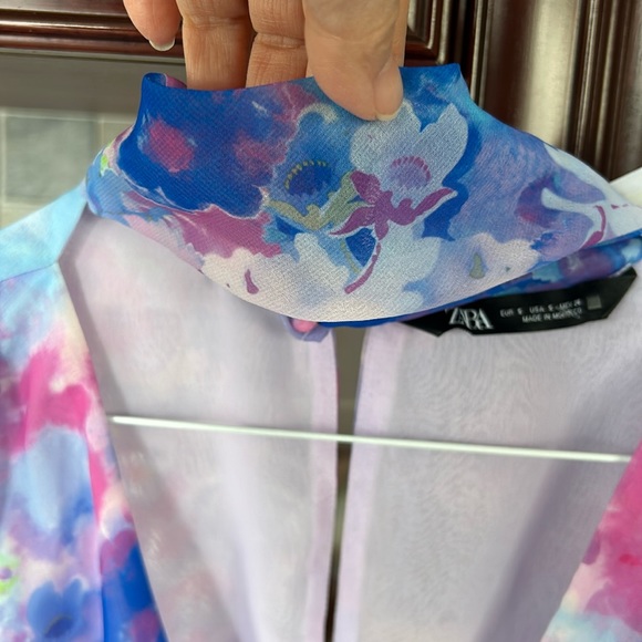 ZARA gorgeous purple/blue cropped blouse size small - Picture 9 of 12